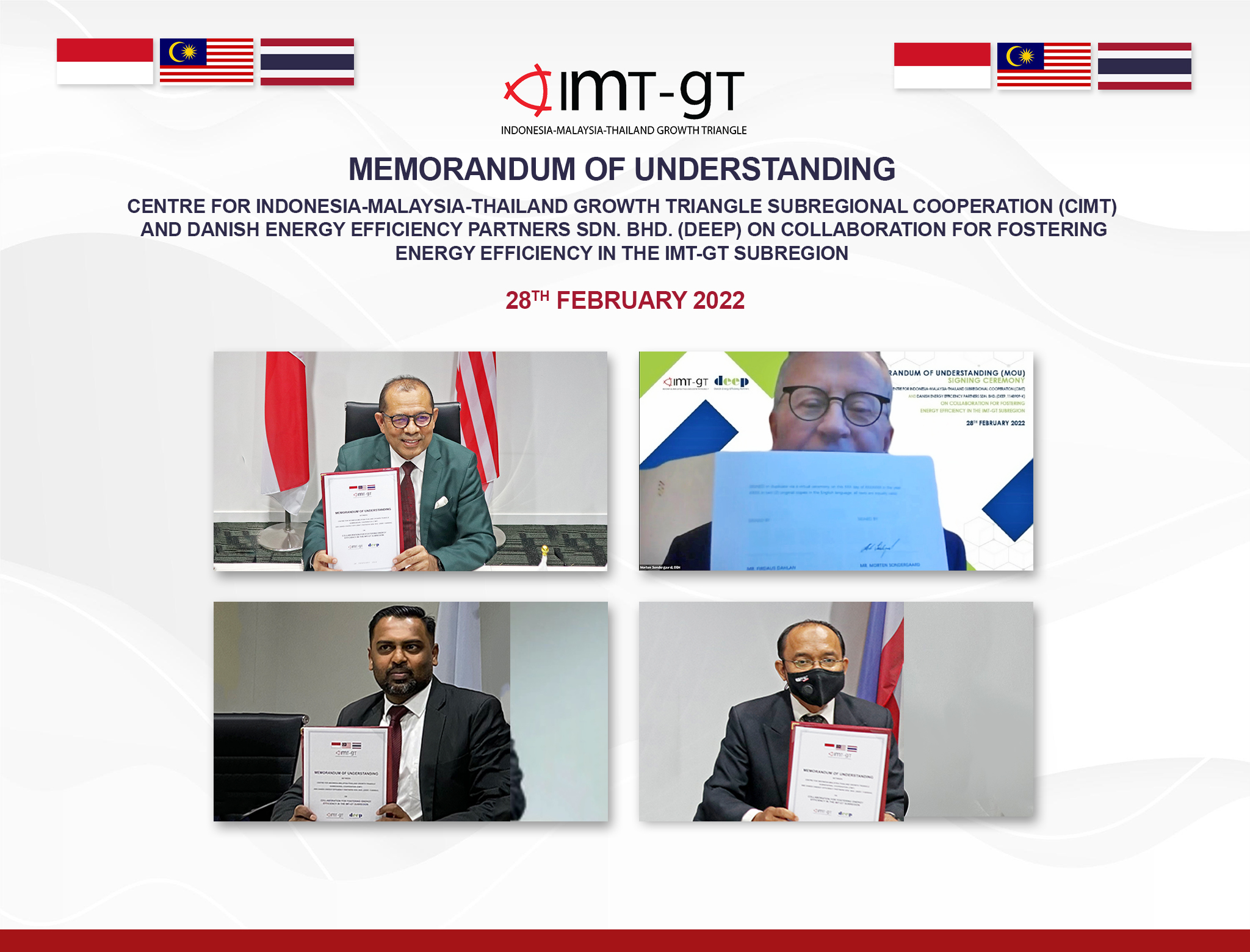 Read more about the article MEMORANDUM OF UNDERSTANDING SIGNING BETWEEN CIMT WITH DEEP TO FOSTER ENERGY EFFICIENCY IN IMT-GT SUBREGION